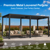Patioslife Atlantic Premium Louvered Pergola with Adjustable Roof Panels, Integrated Gutter System & Freestanding All-Weather Outdoor Shelter for Patio, Deck & Poolside