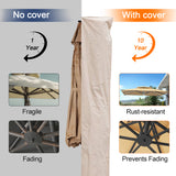 Water-Resistant Patio Umbrella Cover for 9ft-13ft Offset & Cantilever Umbrellas with Zipper & Rod – Durable Outdoor Protection for Curved and Straight Pole Parasols
