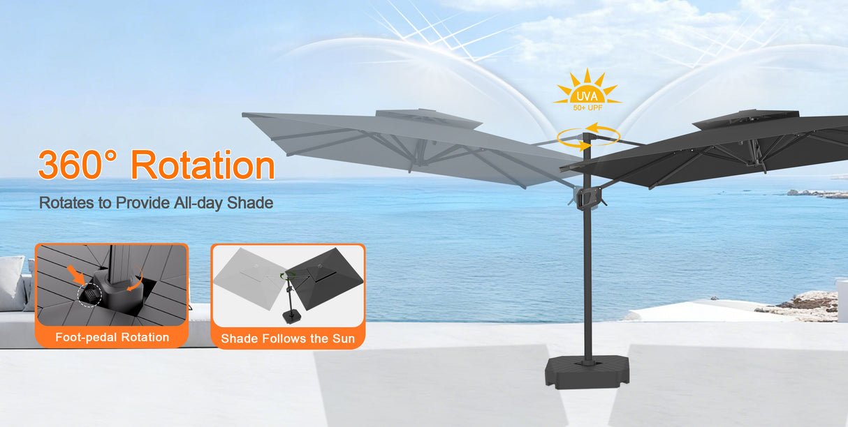Patioslife Aegis Pro Cantilever Umbrella, Reinforced & Powder-Coated Aluminium Ribs and Pole for Garden & Patio