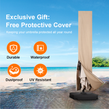 Patioslife Aegis Premium Cantilever Umbrella with LED Strip Lights, Fibreglass Ribs, Powder-Coated Aluminium Pole & Protective Cover — Luxury Garden & Patio Shade