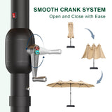 Close-up of Patioslife Horizon double-sided patio umbrella crank handle for smooth opening and closing operation