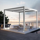 Aluminium Louvered Pergola,patioslife,Poolside,Outdoor Leisure Area,Outdoor Kitchen or Dining Area,Garden Pathway,Rooftop Terrace,Sun Shading & Light Contro,Space Definition,white