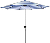 Blue and white striped patio umbrella ,patioslife,Poolside,Outdoor Leisure Area,Outdoor Kitchen or Dining Area,Garden Pathway,Rooftop Terrace,Sun Shading & Light Contro,Space Definition