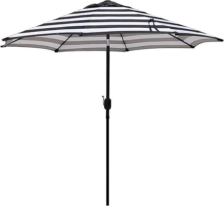 Patioslife Outdoor Market Breeze black and ivory striped patio umbrella for deck dining, garden seating and poolside shade