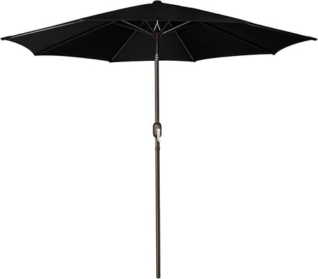 Patioslife Outdoor Market Breeze black patio umbrella with 8 sturdy ribs, push button tilt and crank for backyard shade