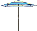 Patioslife Outdoor Market Breeze blue and green striped patio umbrella for backyard, patio and pool shade