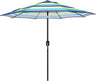 Patioslife Outdoor Market Breeze blue and green striped patio umbrella for backyard, patio and pool shade