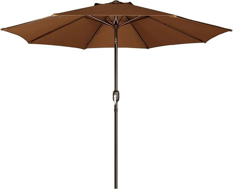 Patioslife Outdoor Market Breeze brown patio umbrella with 8 sturdy ribs and crank handle for backyard shade