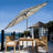 Patioslife Outdoor Market Breeze patio umbrella in black and white stripe for backyard dining, deck shade and poolside seating