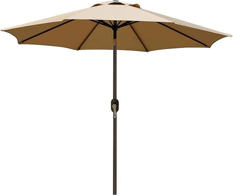 Patioslife Outdoor Market Breeze tan patio umbrella with 8 sturdy ribs for deck dining, backyard seating and outdoor shade