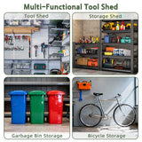Patioslife YardVault multi-functional tool shed for garden equipment, garage storage, garbage bins and bicycle storage