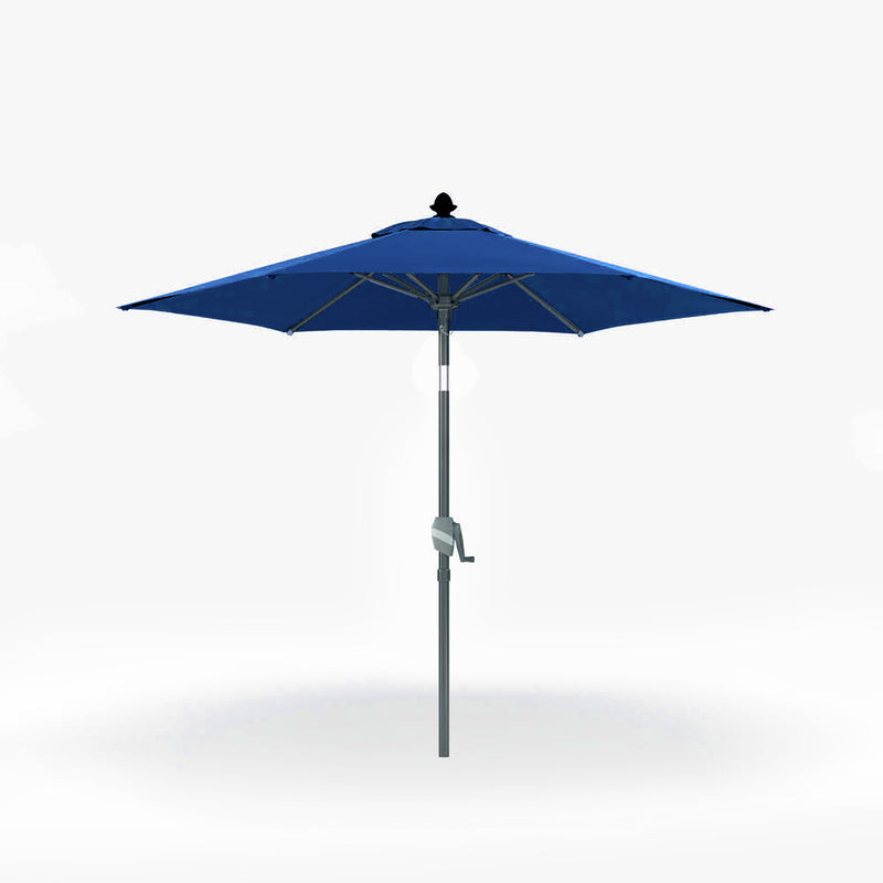 Patioslife 8ft navy blue patio umbrella with crank pole and wide shade canopy on a white background