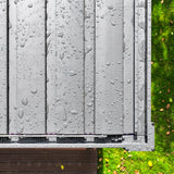 Patioslife Atlantic louver roof close-up with water droplets showing rain-resistant outdoor aluminium construction