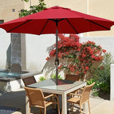 Patioslife Outdoor Market Breeze red patio umbrella over patio dining set for backyard sun protection