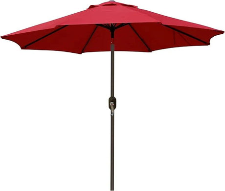 Patioslife Outdoor Market Breeze red patio umbrella with 8-rib canopy for backyard dining and poolside shade