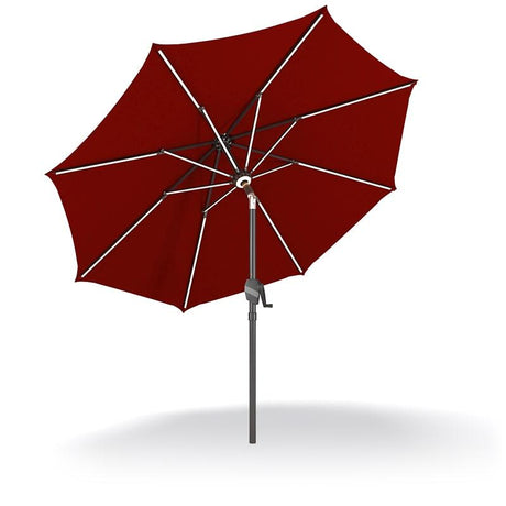 Patioslife 8ft red patio umbrella underside showing strong rib support and center pole