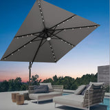 Gray patio umbrella with LED lights ,patioslife,Poolside,Outdoor Leisure Area,Outdoor Kitchen or Dining Area,Garden Pathway,Rooftop Terrace,Sun Shading & Light Contro,Space Definition,LED